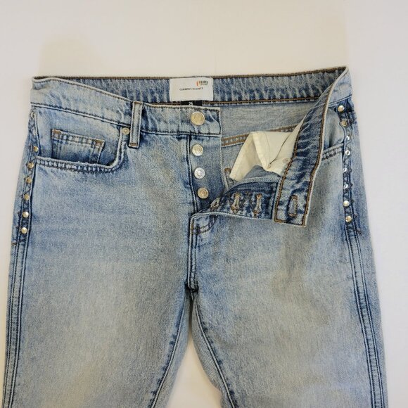 Current Elliott Zig Zag Fling Relaxed boyfriend Studs Jean, Light Blue - Picture 8 of 10